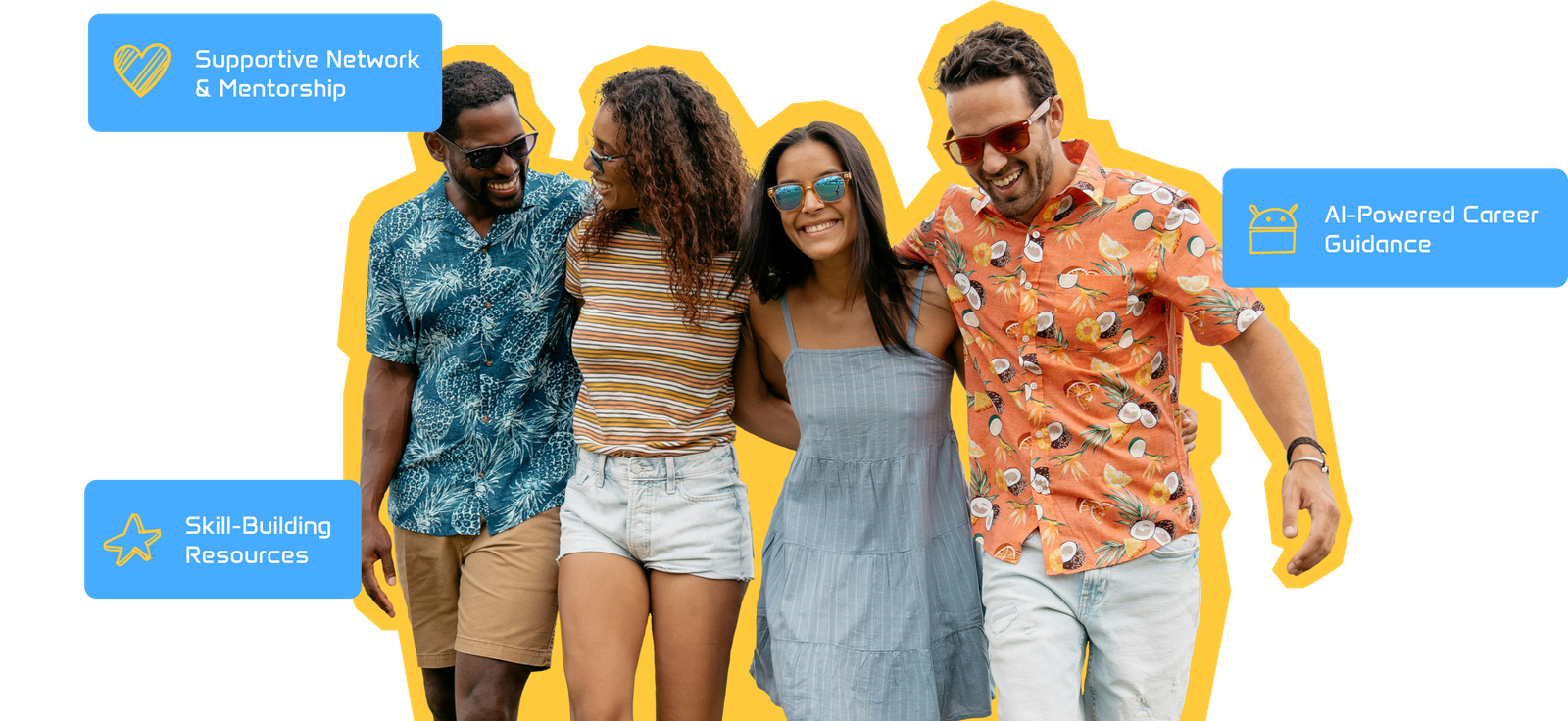 People collaborating in community